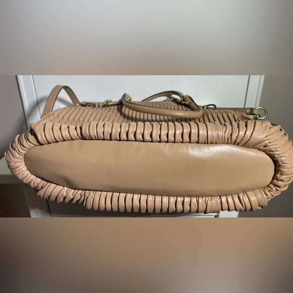 COACH F1182 Sophia Madison Beige Ruched Leather Large Tote Shoulder Bag - Picture 6 of 11